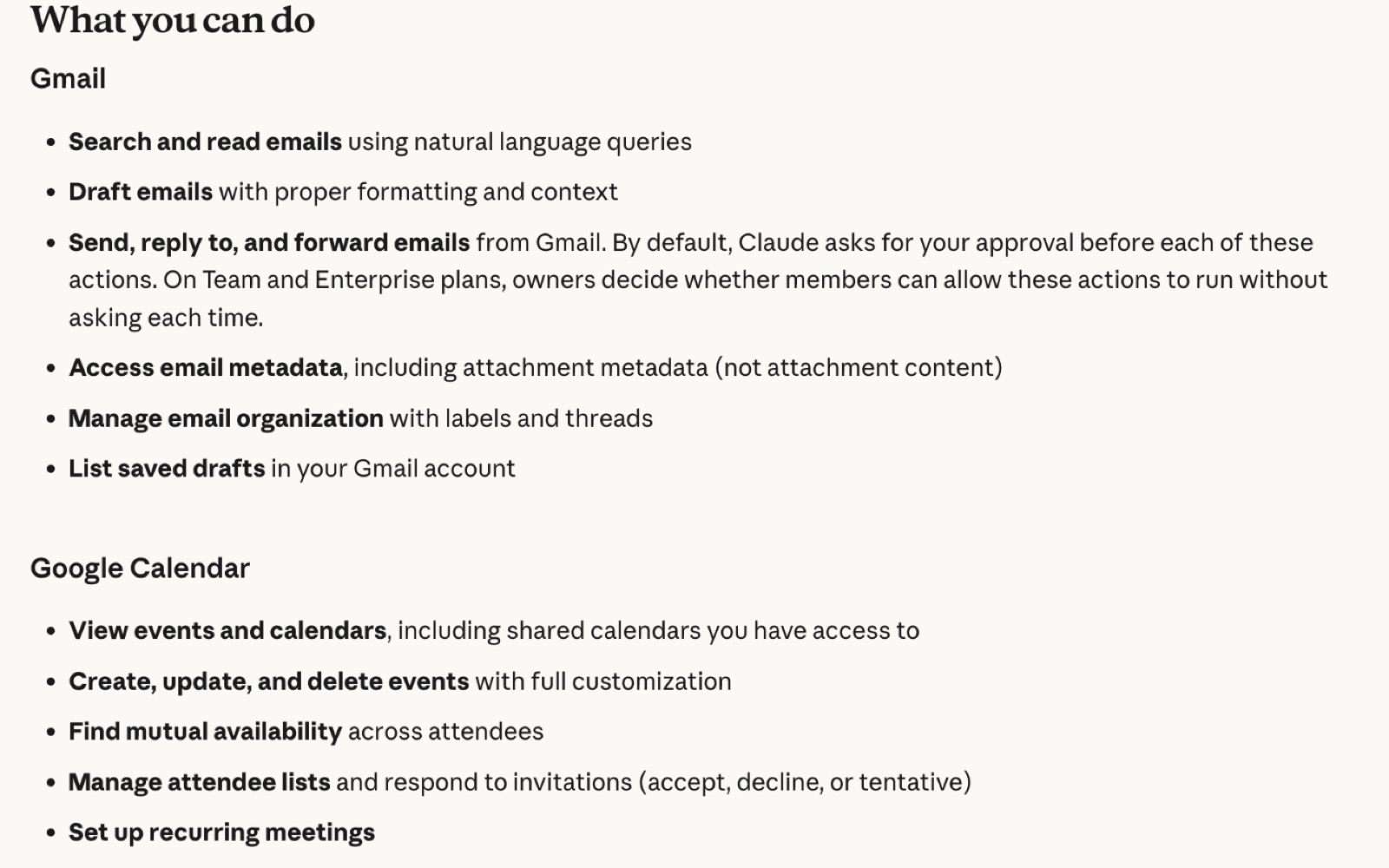 O que o Claude pode fazer no Gmail e na Google Agenda, segundo a Central de Ajuda